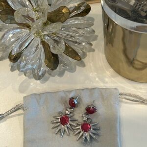 Kendra Scott Silver Earrings with Magenta Accents